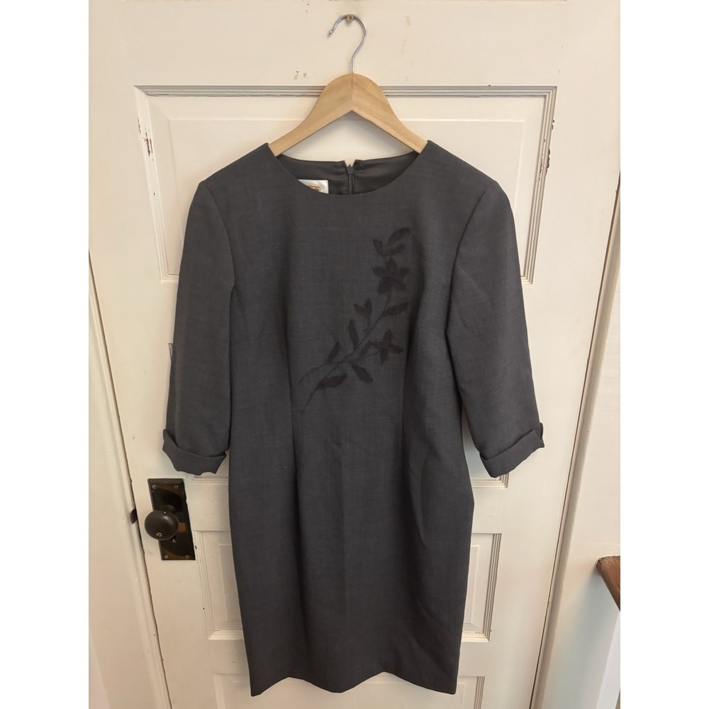 Talbots Vintage Women's Gray Floral Embroidered Sheath